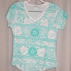 Womens CABO All over print v-neck tee- Large
